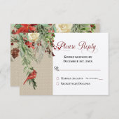 Carte Un hiver simple avec Cardinal et Floral Mariage (Devant / Derrière)