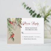 Carte Un hiver simple avec Cardinal et Floral Mariage (Debout devant)