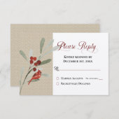 Carte Un hiver simple avec un Mariage cardinal Réponse (Devant / Derrière)