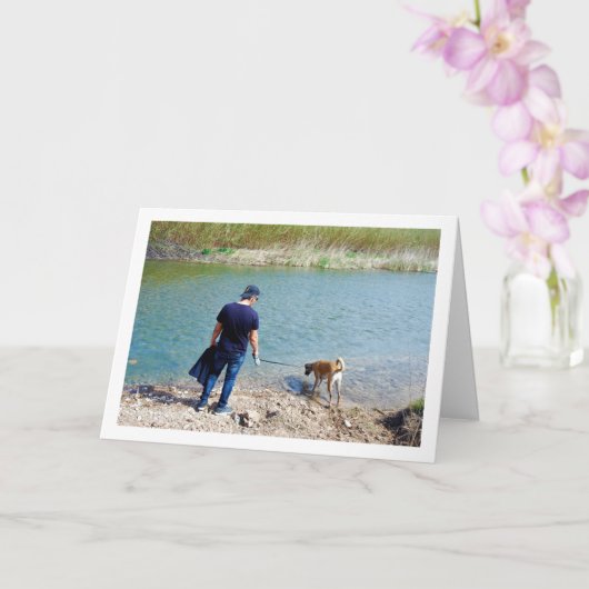 Carte Un homme à la rivière avec un chien (Orchidée)