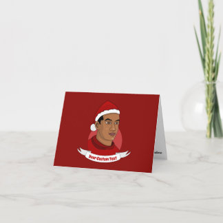Carte Un homme avec le Père Noël casquette dessin animé