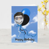 Carte Un homme d'anniversaire sur un ballon de fête (Fleur jaune)