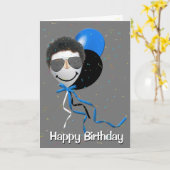 Carte Un homme d'anniversaire sur un ballon de fête (Fleur jaune)