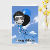 Carte Un homme d'anniversaire sur un ballon de fête (Fleur jaune)