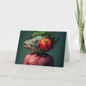 Carte Un Homme En Tête De Poisson Avec Tomate Toutes Les (Devant)