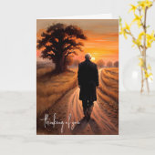 Carte Un Homme Solitaire Marchant Dirt Chemin Pensant À  (Fleur jaune)