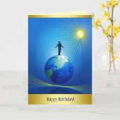 Carte Un homme sur le globe (Fleur jaune)