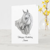 Carte Un joli anniversaire au portrait de crayon de chev (Fleur jaune)