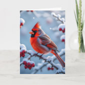 Carte Un joli cardinal sur un Noël enneigé (Devant)