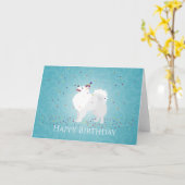 Carte Un joli dessin d'anniversaire pour un chien Eskimo (Fleur jaune)