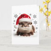 Carte Un joli Noël Père Noël Otter (Fleur jaune)
