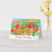 Carte Un joyeux anniversaire pour les Fleurs sauvages in (Fleur jaune)