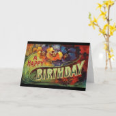 Carte Un joyeux anniversaire Vintage peint (Fleur jaune)