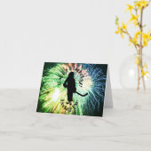 Carte Un joyeux fan de hockey d'anniversaire, Silhouette (Fleur jaune)