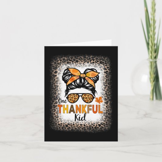 Carte Un Joyeux Joyeux Thanksgiving Messy Bun Leopard Bl (Devant)