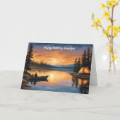 Carte Un lac paisible à l'anniversaire du coucher du sol (Fleur jaune)