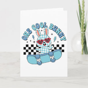 Carte Un lapin de Pâques cool planche à roulettes garçon