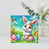 Carte Un lapin heureux (Debout devant)