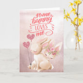Carte Un lapin m'aime Saint Valentin Pâques (Fleur jaune)