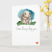 Carte Un lapin mignon t'aime mignon lapin valentine (Fleur jaune)