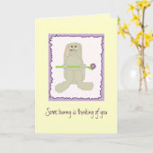 Carte Un lapin pense à toi (Fleur jaune)