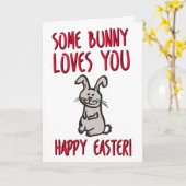 Carte Un Lapin T'Aime, Drôle Pâques (Fleur jaune)