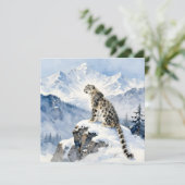 Carte Un léopard des neiges sur un pic enneigé (Debout devant)