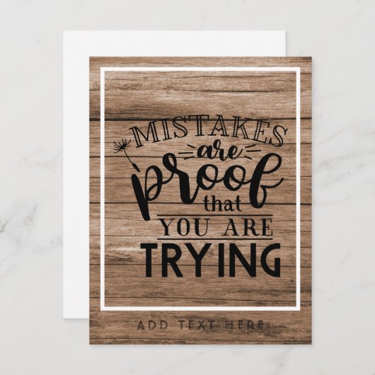 Carte Un look rustique en bois avec des citations motiva (Devant / Derrière)