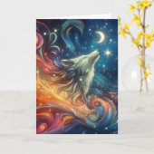 Carte Un loup dans le ciel (Fleur jaune)