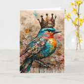 Carte Un magnifique oiseau dans une couronne (Fleur jaune)