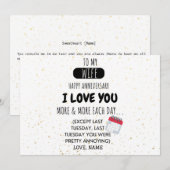 Carte Un mari drôle à l'Humour de femme Message sur l'an (Devant / Derrière)