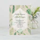 Carte Un mariage botanique tropical vert invite au maria (Debout devant)
