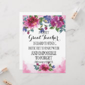 Carte Un Merci enseignant vraiment formidable Appréciati (Devant/Arrière en situation)