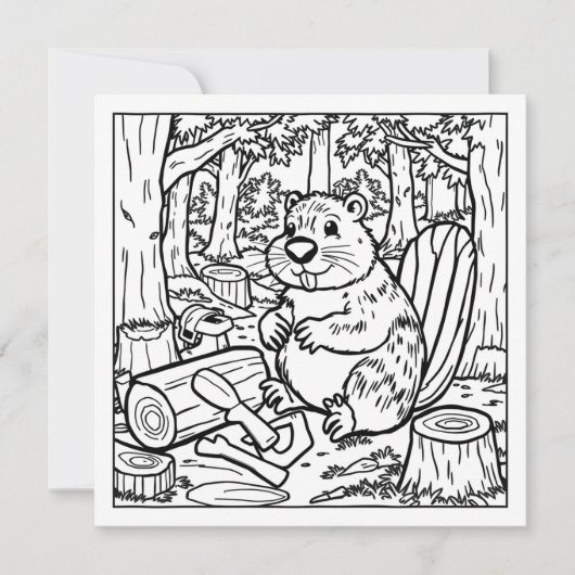 Carte Un mignon castor dans les bois (Devant)