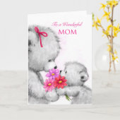 Carte Un mignon ours qui donne des fleurs, Joyeuse fête (Fleur jaune)