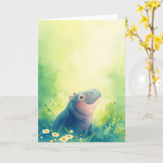 Carte Un moment tranquille pour hippo (Fleur jaune)