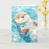 Carte Un monde aquatique de Otter mignon (Fleur jaune)