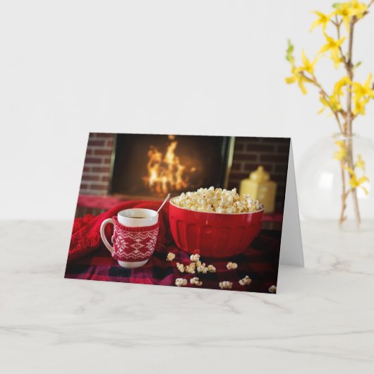 Carte Un Noël au pop-corn (Fleur jaune)