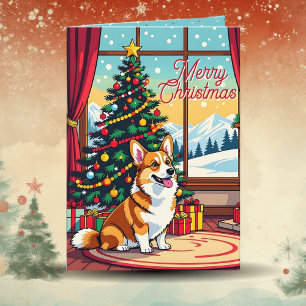 Carte Un Noël de Corgi Festif Mignon
