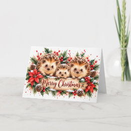 Carte Un Noël très épineux – Aquarelle de hérisson