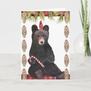 Carte Un Noël très ours avec des pommes de pin