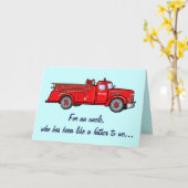 Carte Un oncle aiment un papa avec la pompe à incendie (Fleur jaune)