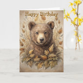 Carte Un ours mignon en forêt (Fleur jaune)