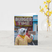 Carte Un ours polaire affamé dans une veste à points Pol (Fleur jaune)