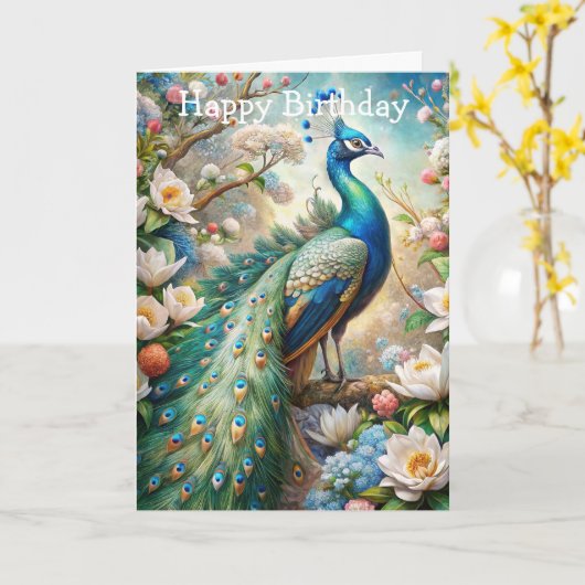 Carte Un paon (Fleur jaune)