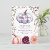 Carte Un petit anniversaire d'automne fleuri violet citr (Debout devant)