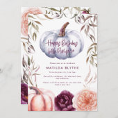 Carte Un petit anniversaire d'automne fleuri violet citr (Devant / Derrière)