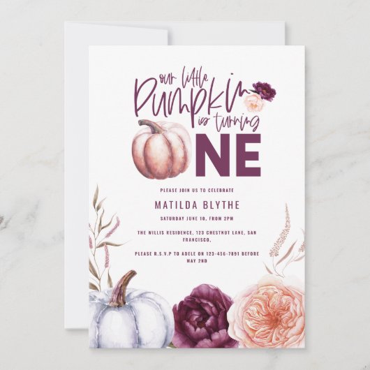 Carte Un petit automne citrouille 1er anniversaire (Devant)