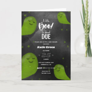 Carte Un petit Baby shower d'Halloween vert Boo Happy