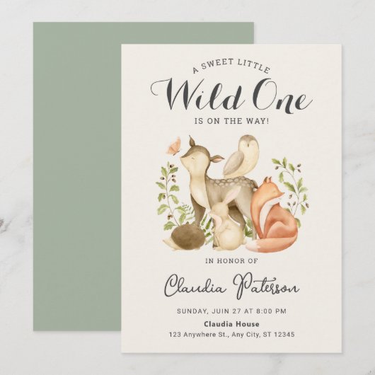 Carte Un Petit Boho Un Boho Un Boho Des Animaux Bois (Devant / Derrière)